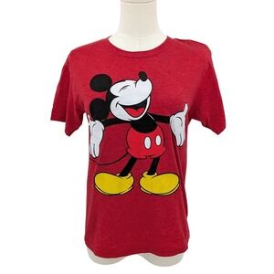 Disney‎ Mickey Mouse Red Graphic Tee Classic Cartoon Retro Park Style Shirt M